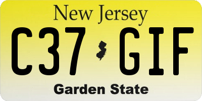NJ license plate C37GIF