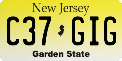 NJ license plate C37GIG