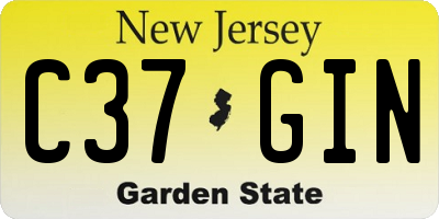 NJ license plate C37GIN