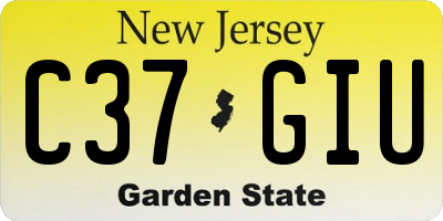 NJ license plate C37GIU