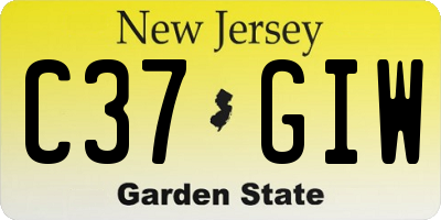 NJ license plate C37GIW