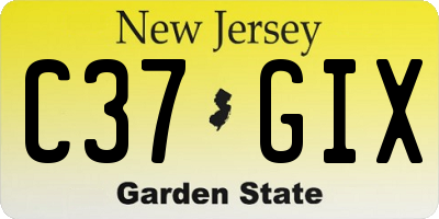 NJ license plate C37GIX