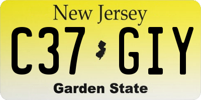 NJ license plate C37GIY
