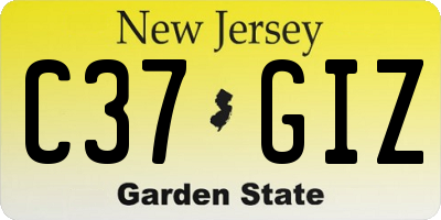 NJ license plate C37GIZ