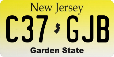 NJ license plate C37GJB