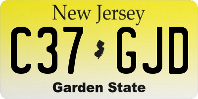 NJ license plate C37GJD