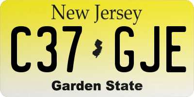 NJ license plate C37GJE