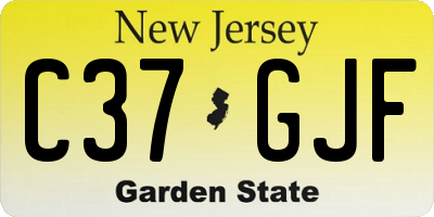 NJ license plate C37GJF