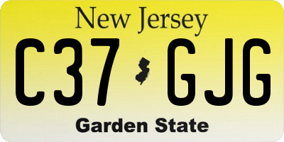 NJ license plate C37GJG