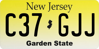 NJ license plate C37GJJ