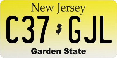 NJ license plate C37GJL
