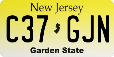 NJ license plate C37GJN