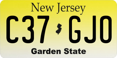 NJ license plate C37GJO