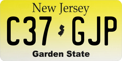NJ license plate C37GJP
