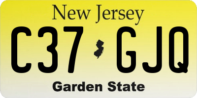 NJ license plate C37GJQ