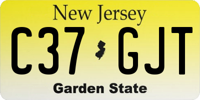 NJ license plate C37GJT