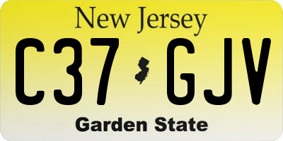 NJ license plate C37GJV