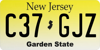 NJ license plate C37GJZ