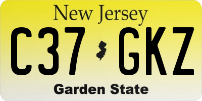 NJ license plate C37GKZ