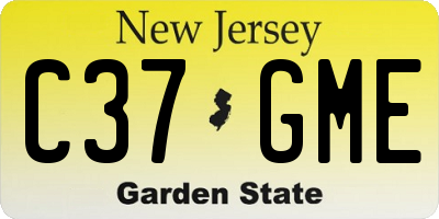 NJ license plate C37GME