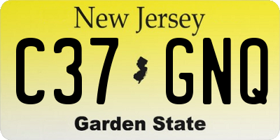 NJ license plate C37GNQ