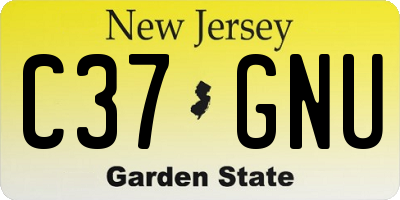 NJ license plate C37GNU