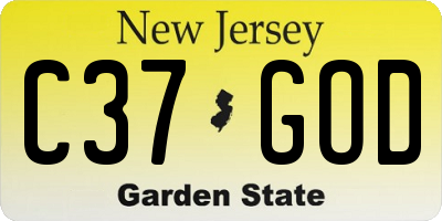 NJ license plate C37GOD