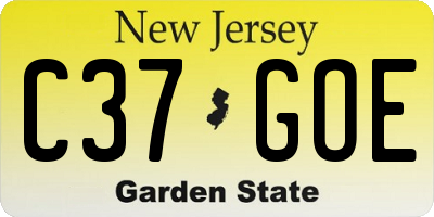 NJ license plate C37GOE