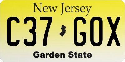 NJ license plate C37GOX