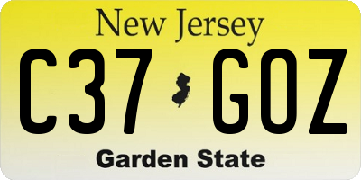 NJ license plate C37GOZ