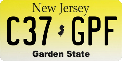 NJ license plate C37GPF
