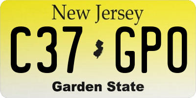 NJ license plate C37GPO