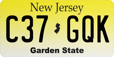 NJ license plate C37GQK