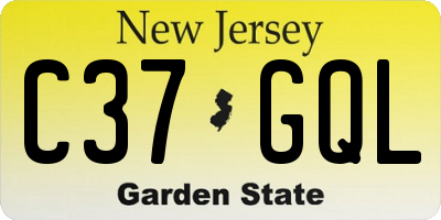 NJ license plate C37GQL