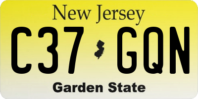 NJ license plate C37GQN