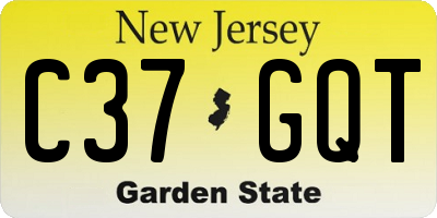 NJ license plate C37GQT