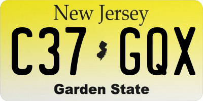 NJ license plate C37GQX