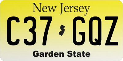 NJ license plate C37GQZ