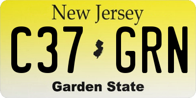 NJ license plate C37GRN