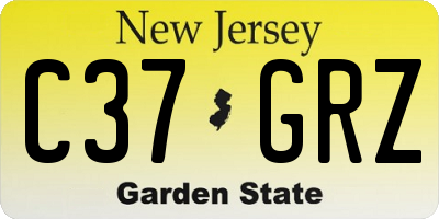 NJ license plate C37GRZ