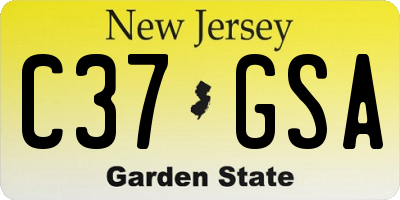 NJ license plate C37GSA