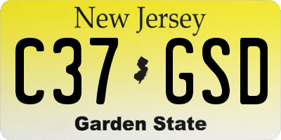 NJ license plate C37GSD