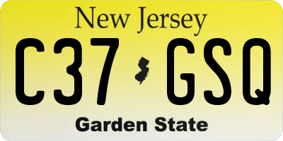 NJ license plate C37GSQ