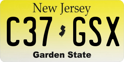 NJ license plate C37GSX