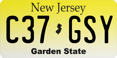NJ license plate C37GSY