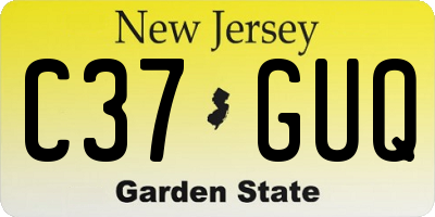 NJ license plate C37GUQ