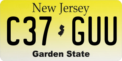 NJ license plate C37GUU