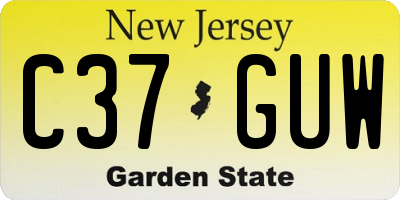 NJ license plate C37GUW