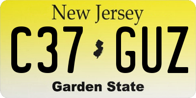 NJ license plate C37GUZ