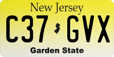NJ license plate C37GVX